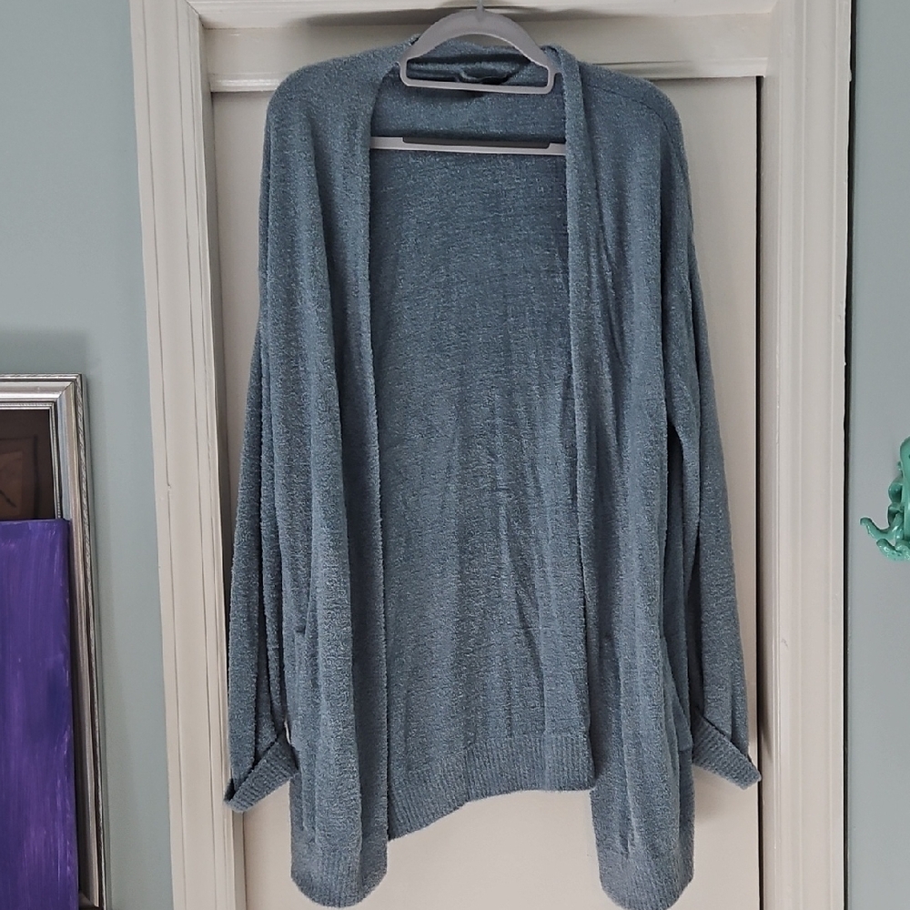 New Without Tags Barefoot Dreams Cozy Blue Cardigan L
